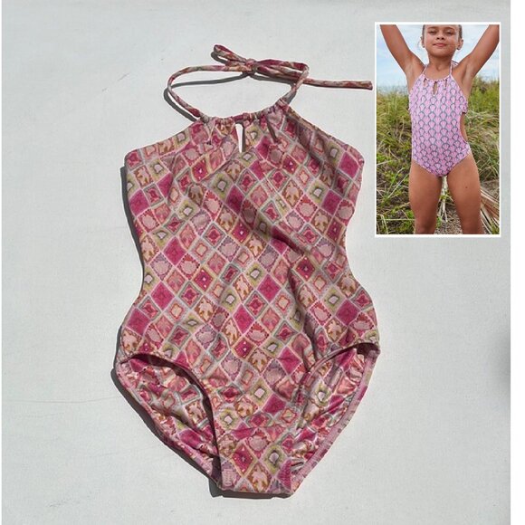 NWOT PEIXOTO LITTLE PEIXOTO TAMARA ONE PIECE GIRL'S SWIMSUIT IN PINK BEACH PRINT - Picture 1 of 6